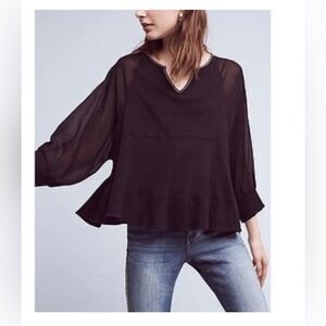 Anthropologie Akemi + Kin Black Flowy Top Size Small